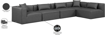 Crescent Charcoal Grey Faux Leather Modular Sectional Sec5D