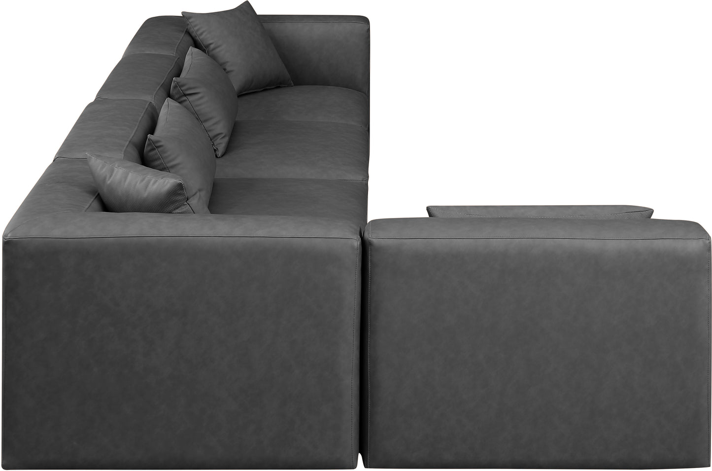 crescent charcoal grey faux leather modular sectional sec5d