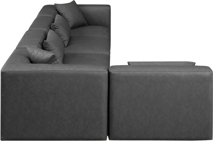 Crescent Charcoal Grey Faux Leather Modular Sectional Sec5D