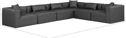 Crescent Charcoal Grey Faux Leather Modular Sectional Sec6A