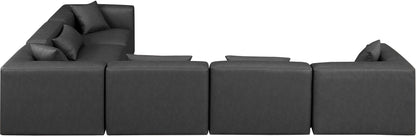 Crescent Charcoal Grey Faux Leather Modular Sectional Sec6A