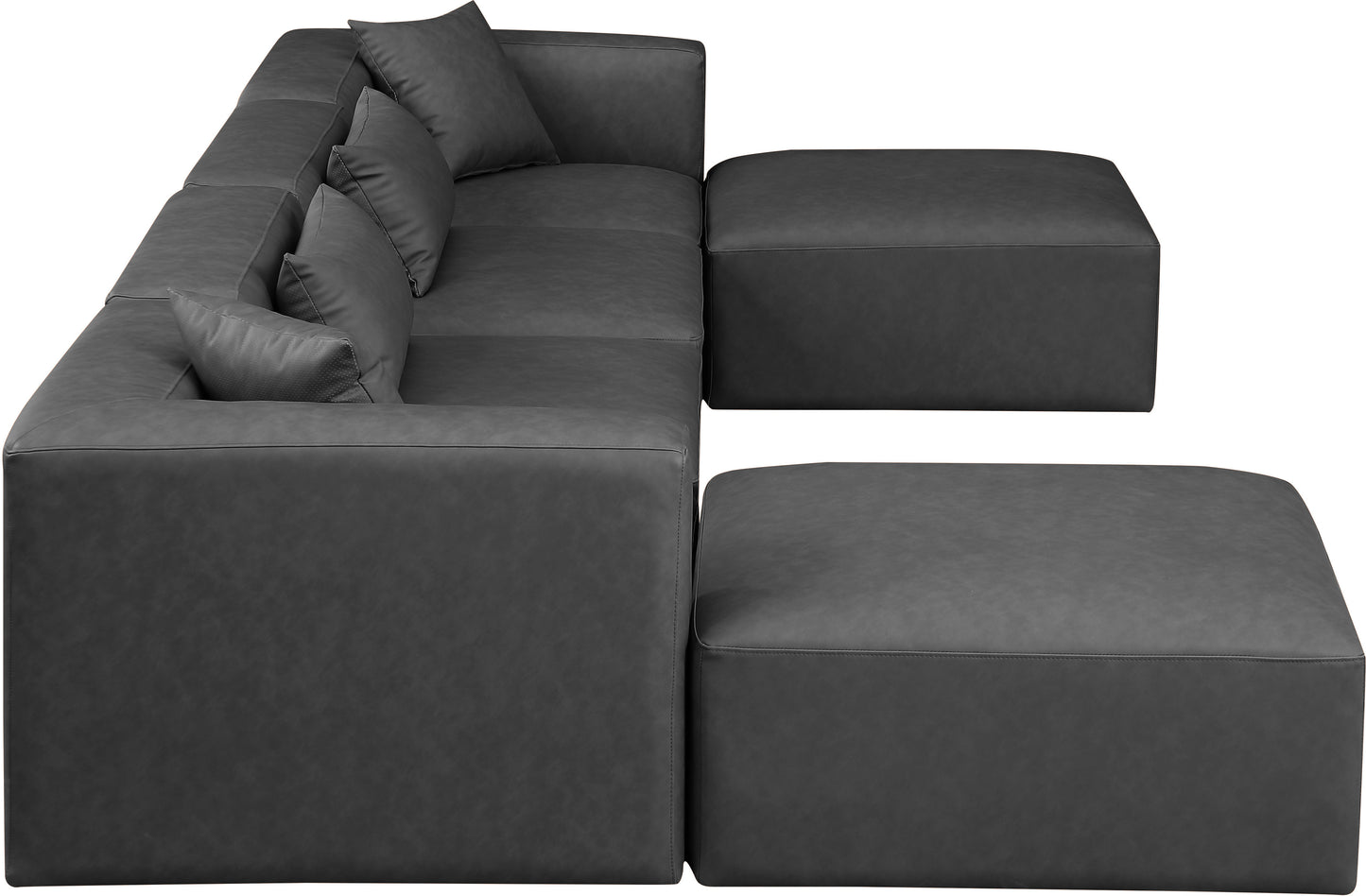 crescent charcoal grey faux leather modular sectional sec6b