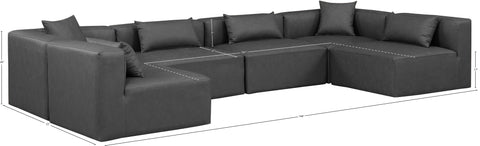 Crescent Charcoal Grey Faux Leather Modular Sectional Sec6D