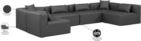 Crescent Charcoal Grey Faux Leather Modular Sectional Sec6D