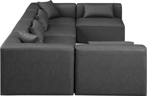 Crescent Charcoal Grey Faux Leather Modular Sectional Sec6D