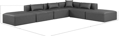 Crescent Charcoal Grey Faux Leather Modular Sectional Sec6E