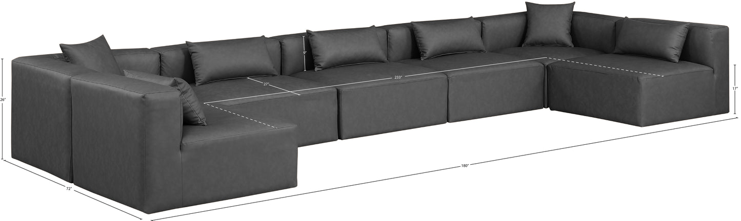 crescent charcoal grey faux leather modular sectional sec7b