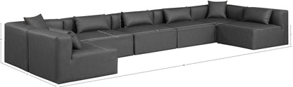 Crescent Charcoal Grey Faux Leather Modular Sectional Sec7B