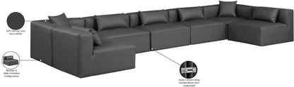 Crescent Charcoal Grey Faux Leather Modular Sectional Sec7B