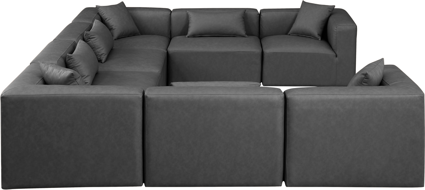 crescent charcoal grey faux leather modular sectional sec8a