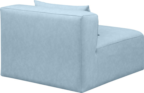 Crescent Light Blue Faux Leather Armless Chair Armless