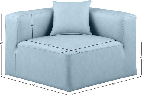 Crescent Light Blue Faux Leather Corner Chair Corner