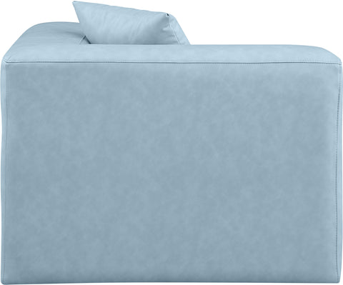 Crescent Light Blue Faux Leather Corner Chair Corner