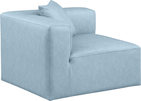 Crescent Light Blue Faux Leather Corner Chair Corner
