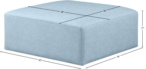Crescent Light Blue Faux Leather Ottoman Ott