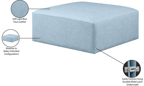 Crescent Light Blue Faux Leather Ottoman Ott
