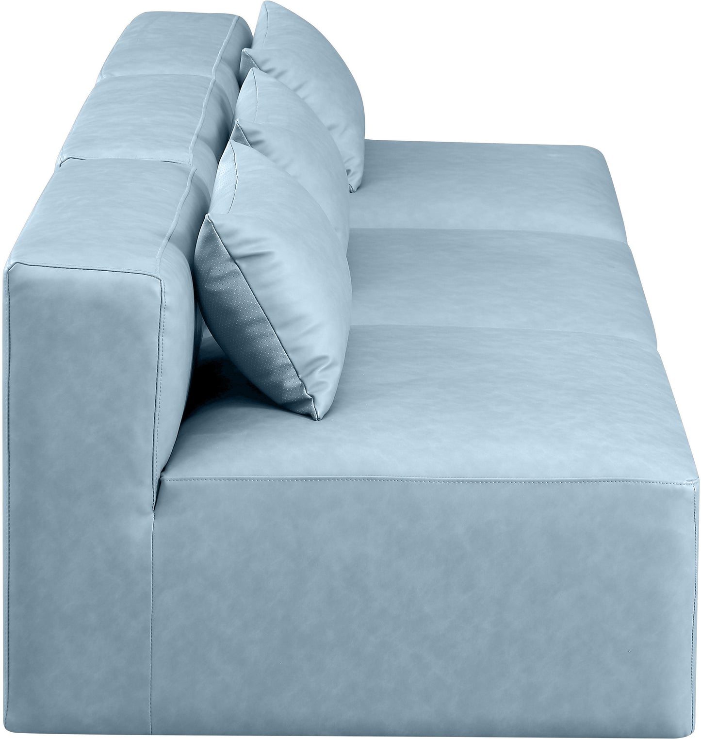 crescent light blue faux leather modular sofa s108a