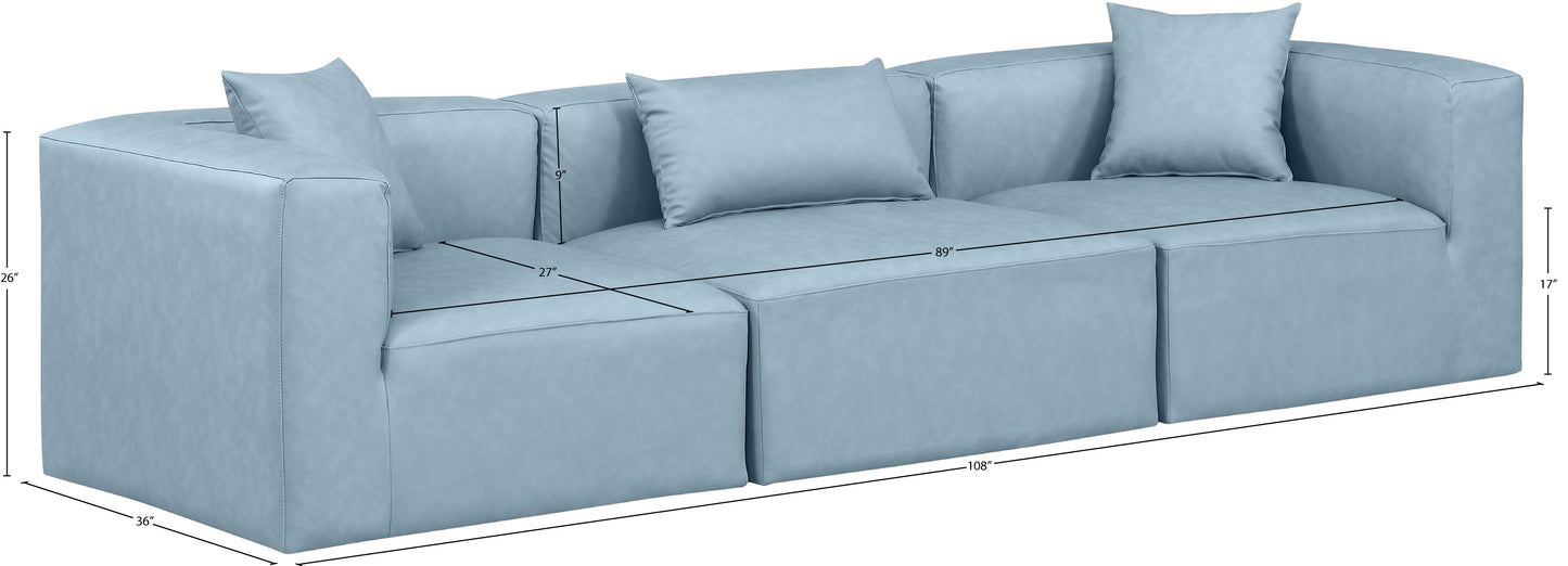 crescent light blue faux leather modular sofa s108b