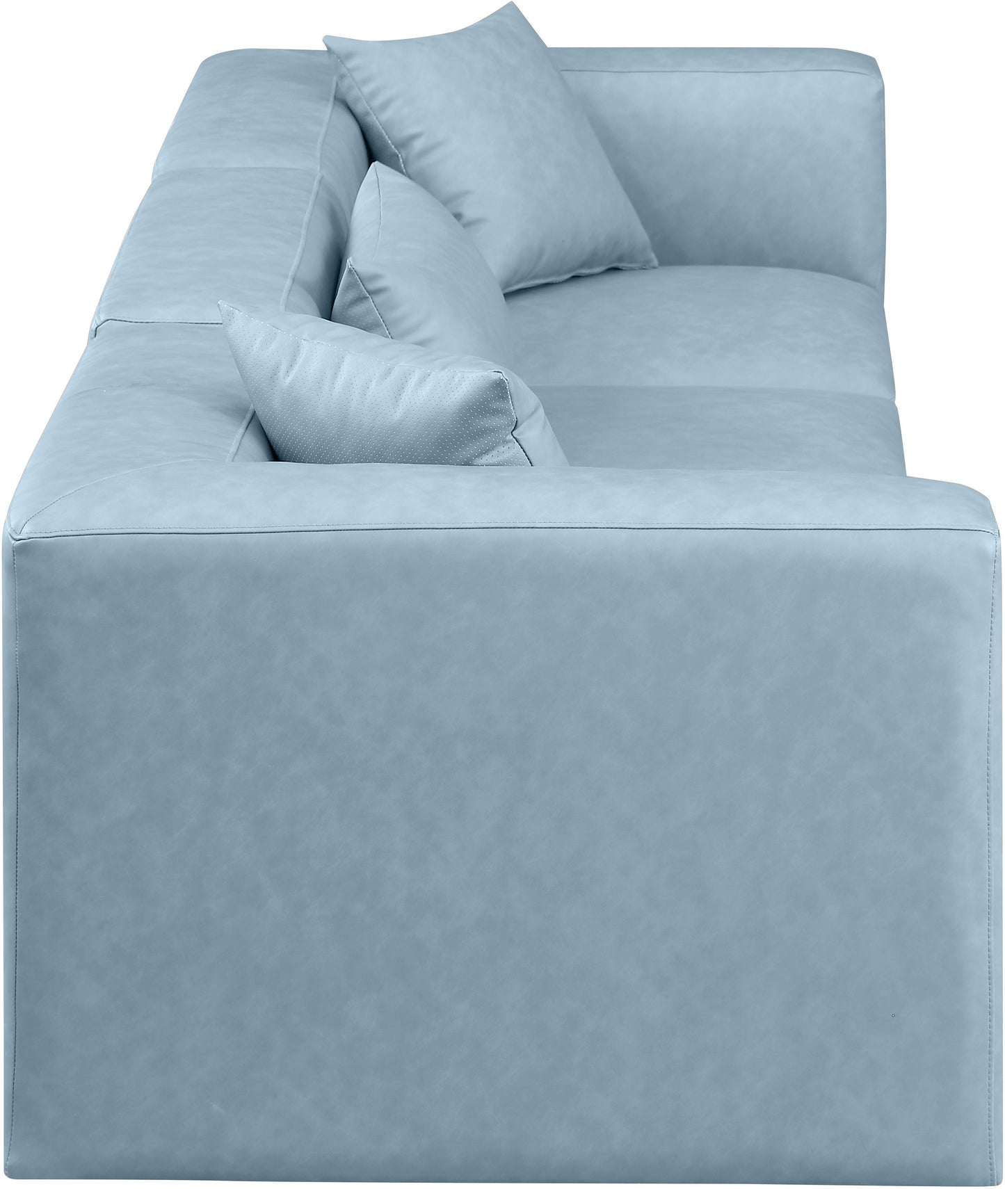 crescent light blue faux leather modular sofa s108b