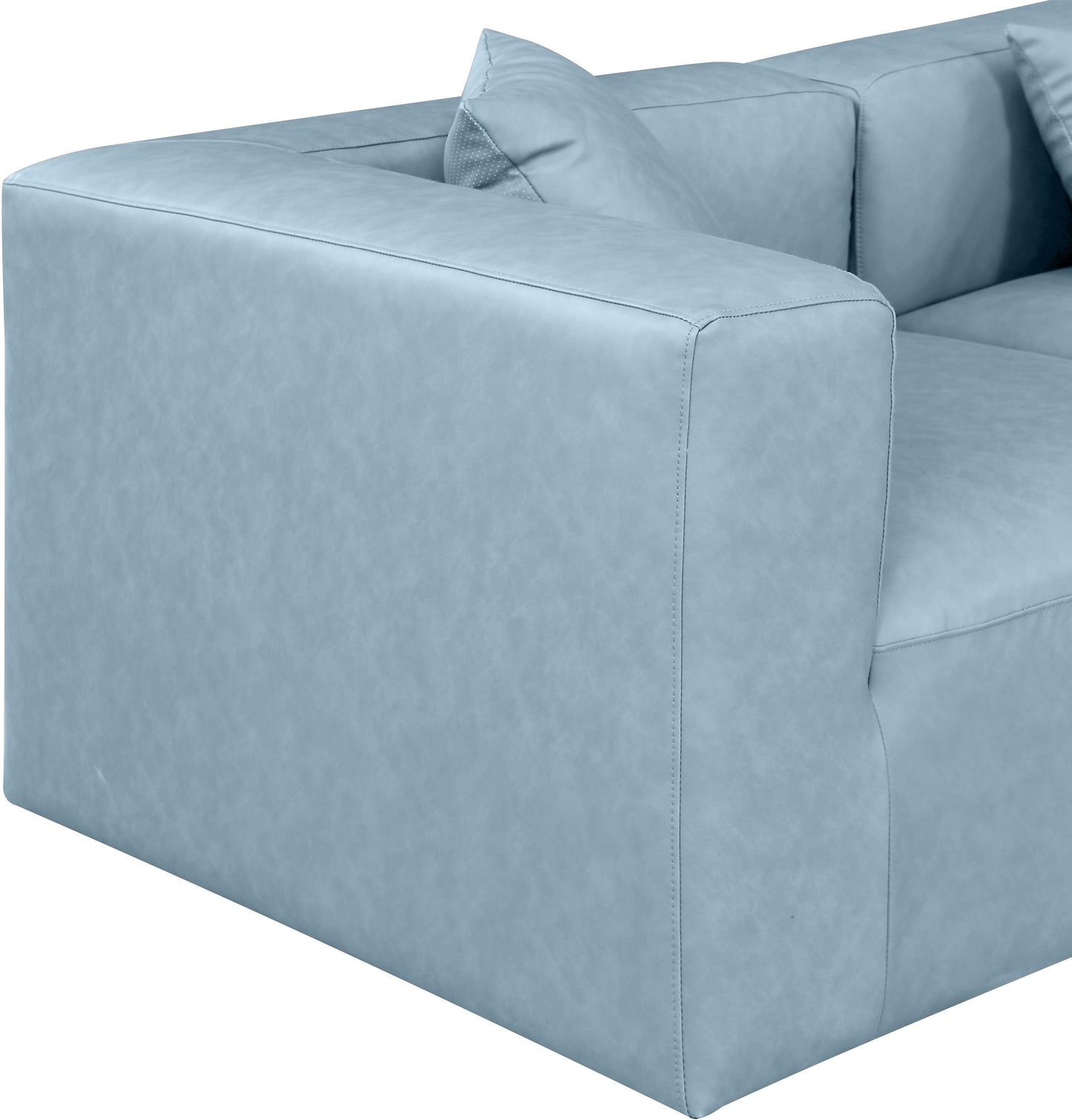 crescent light blue faux leather modular sofa s108b