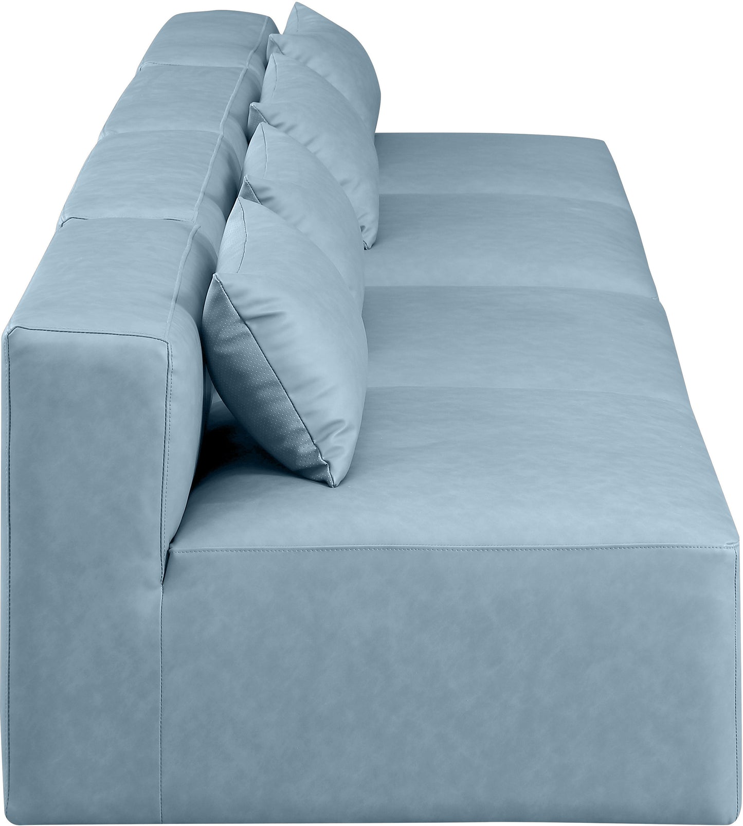 crescent light blue faux leather modular sofa s144a