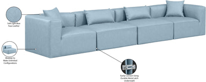 Crescent Light Blue Faux Leather Modular Sofa S144B