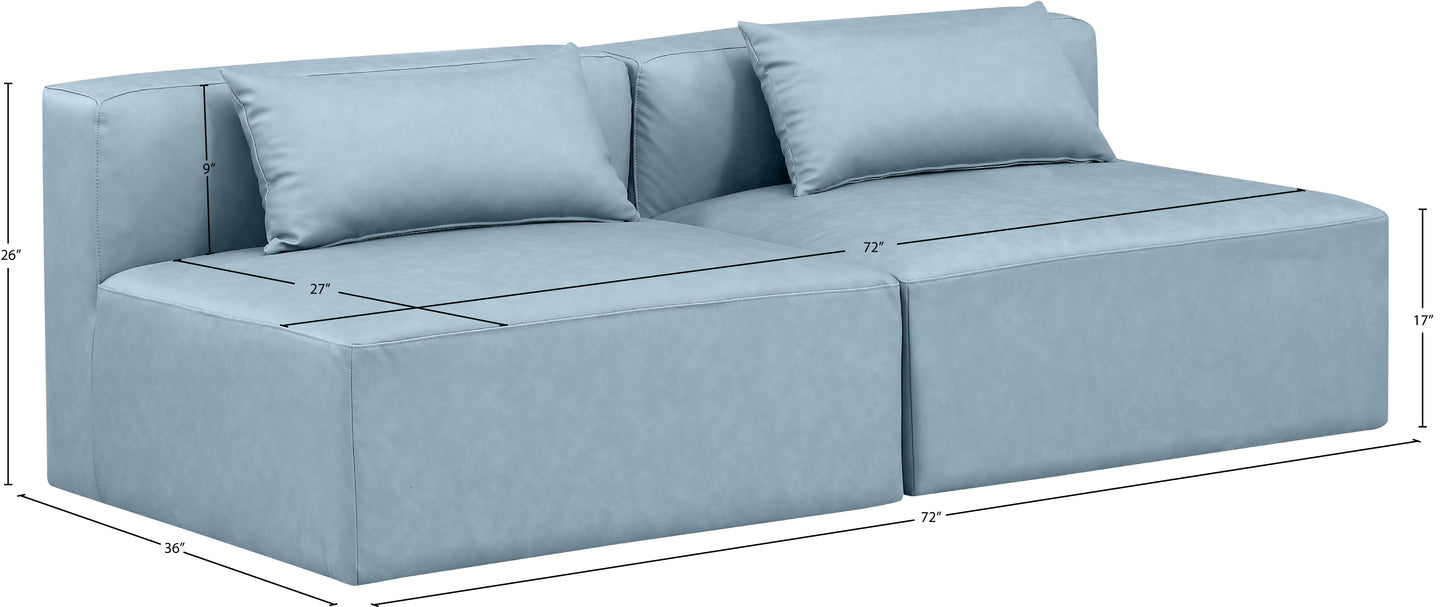 crescent light blue faux leather modular sofa s72a