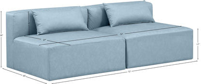 Crescent Light Blue Faux Leather Modular Sofa S72A