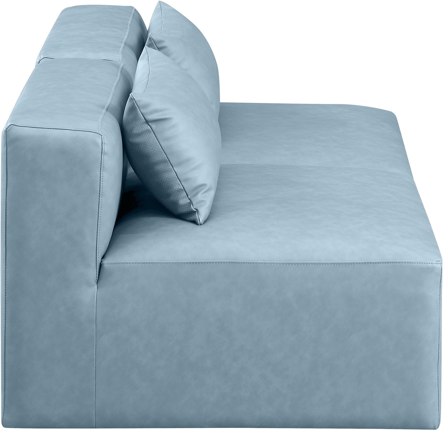 crescent light blue faux leather modular sofa s72a