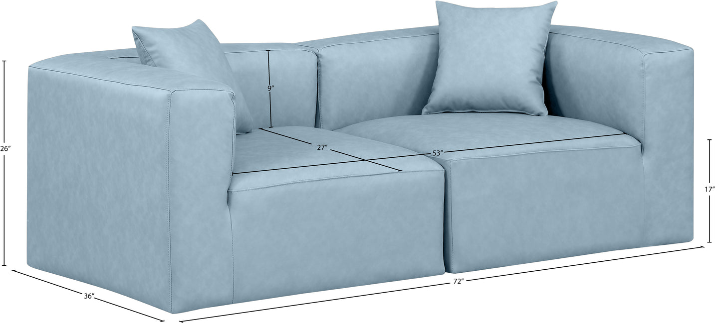 crescent light blue faux leather modular sofa s72b