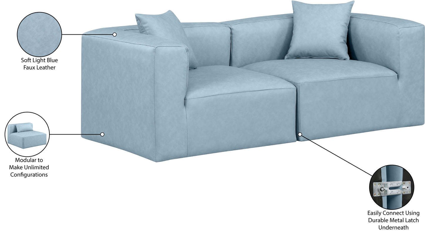 crescent light blue faux leather modular sofa s72b