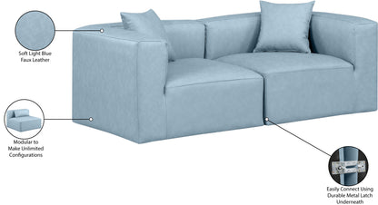 Crescent Light Blue Faux Leather Modular Sofa S72B