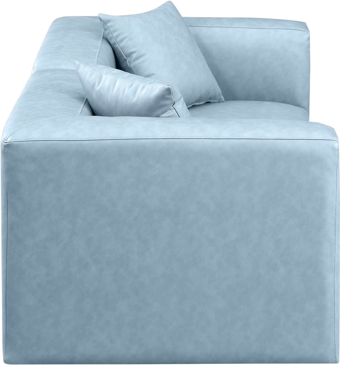 crescent light blue faux leather modular sofa s72b