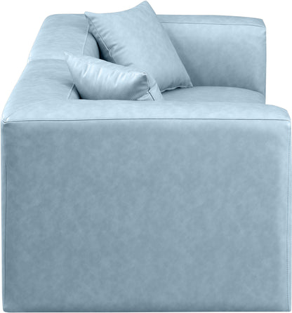 Crescent Light Blue Faux Leather Modular Sofa S72B