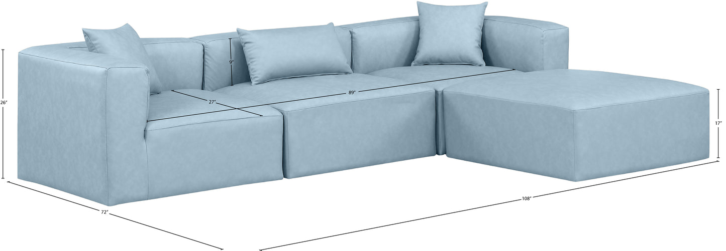 crescent light blue faux leather modular sectional sec4a