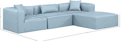 Crescent Light Blue Faux Leather Modular Sectional Sec4A