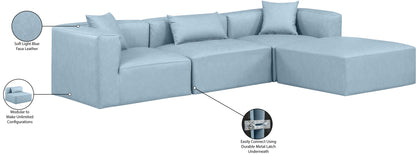 Crescent Light Blue Faux Leather Modular Sectional Sec4A