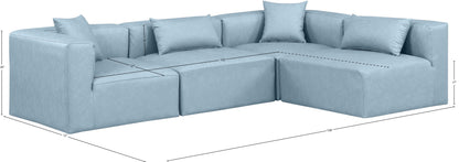 Crescent Light Blue Faux Leather Modular Sectional Sec4B