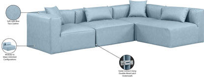 Crescent Light Blue Faux Leather Modular Sectional Sec4B