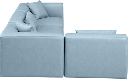 Crescent Light Blue Faux Leather Modular Sectional Sec4B