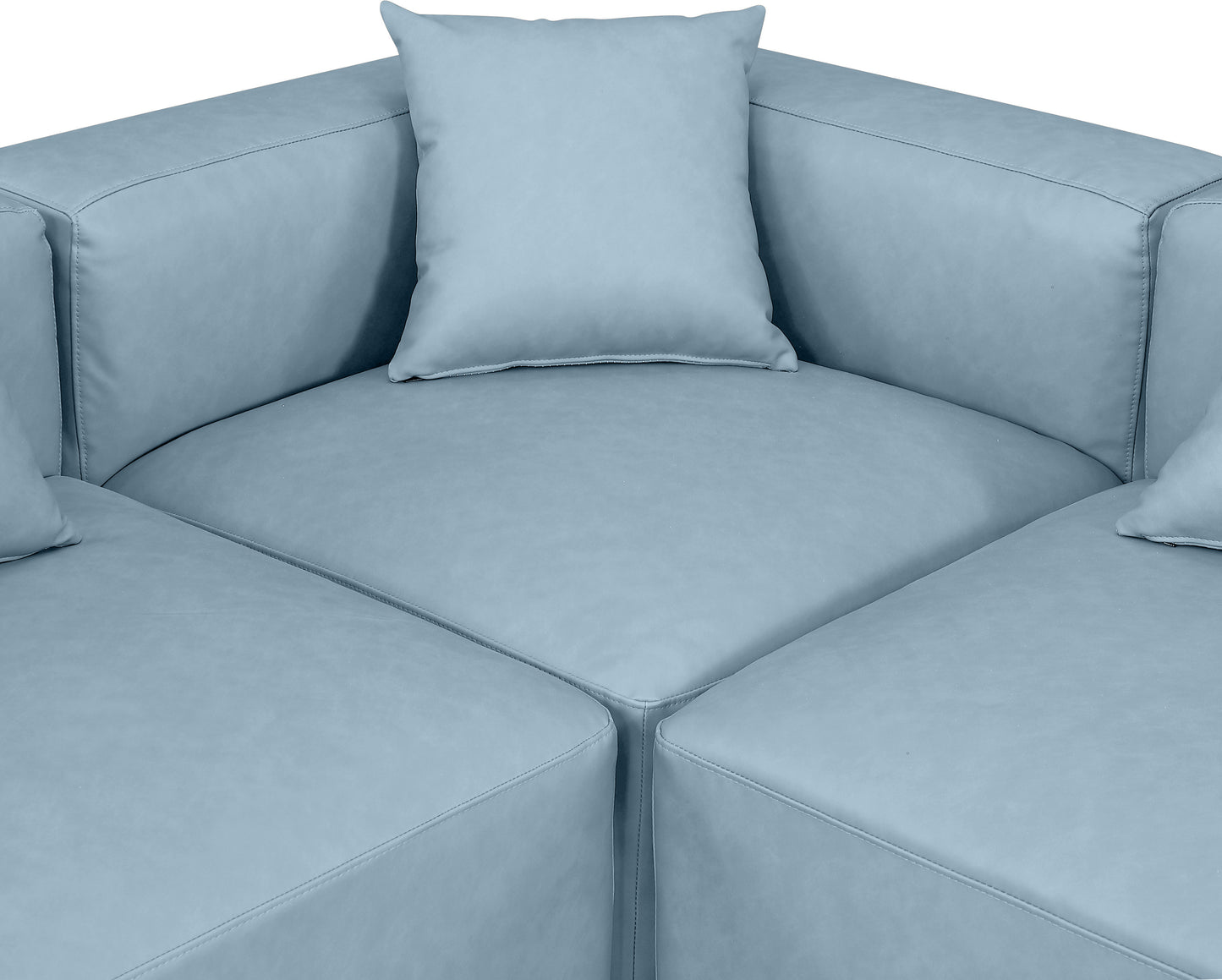 crescent light blue faux leather modular sectional sec4b