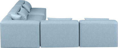 Crescent Light Blue Faux Leather Modular Sectional Sec5B