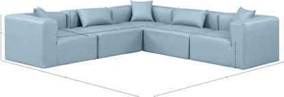 Crescent Light Blue Faux Leather Modular Sectional Sec5C