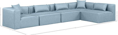 Crescent Light Blue Faux Leather Modular Sectional Sec5D