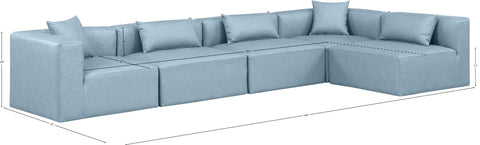 Crescent Light Blue Faux Leather Modular Sectional Sec5D