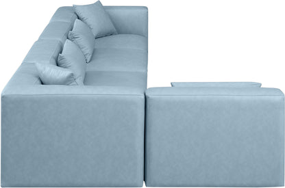 Crescent Light Blue Faux Leather Modular Sectional Sec5D