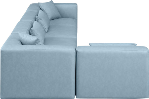 Crescent Light Blue Faux Leather Modular Sectional Sec5D
