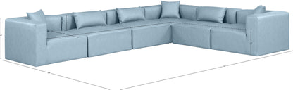 Crescent Light Blue Faux Leather Modular Sectional Sec6A