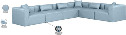 Crescent Light Blue Faux Leather Modular Sectional Sec6A