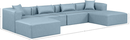 Crescent Light Blue Faux Leather Modular Sectional Sec6B